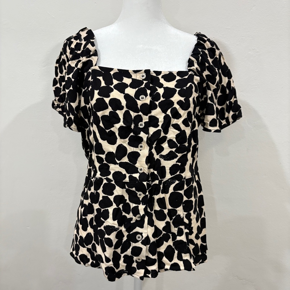 Black and Tan Women's Top Modern Office Casual Blouse